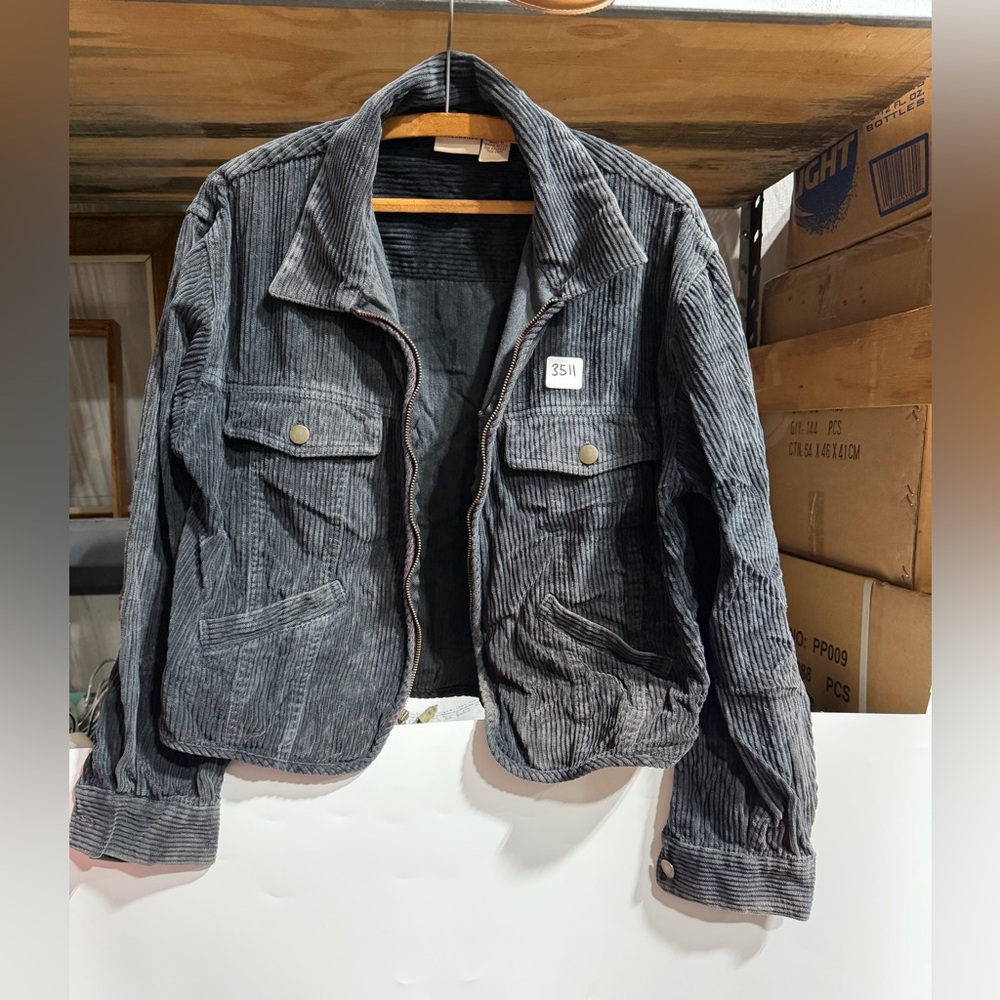 #3511-Men's Corduroy Zip Shirt Jacket - Grey